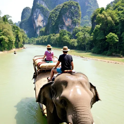 Prompt: Thailand trip, elephant riding in thailand, thailand views