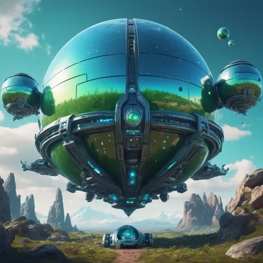 Prompt: Beeple, beautiful enchantress, mystical and ultra realistic futuristic starships, on earth, blue sky, very little green spheres, boreal light,
8k resolution, intricate details Beeple, Art
