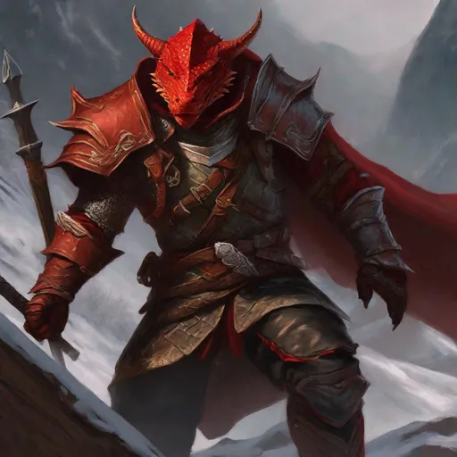 Prompt: digital painting, dnd character a red dragonborn rogue, very detailed, realistic, UHD, D&D, DnD, fantasy, style of dnd, by Todd Lockwood