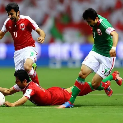 Prompt: Take a picture of Iran's win against Japan