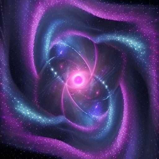 Prompt: a vast cosmic tunnel or wormhole stretching infinitely through space. The tunnel's edges are swirling with radiant, glowing streaks of blue, purple, and pink light, representing the distortion of space and time. Stars, galaxies, and nebulas appear to blur and stretch as they spiral around the tunnel's entrance, giving the illusion of incredible speed. Inside the tunnel, light pulses and bends, creating a sense of movement through multiple dimensions. Distant planets and celestial bodies occasionally flash into view, adding depth and a sense of exploring unknown regions of the universe. The overall effect should evoke a sense of awe, wonder, and the thrill of interdimensional space travel.