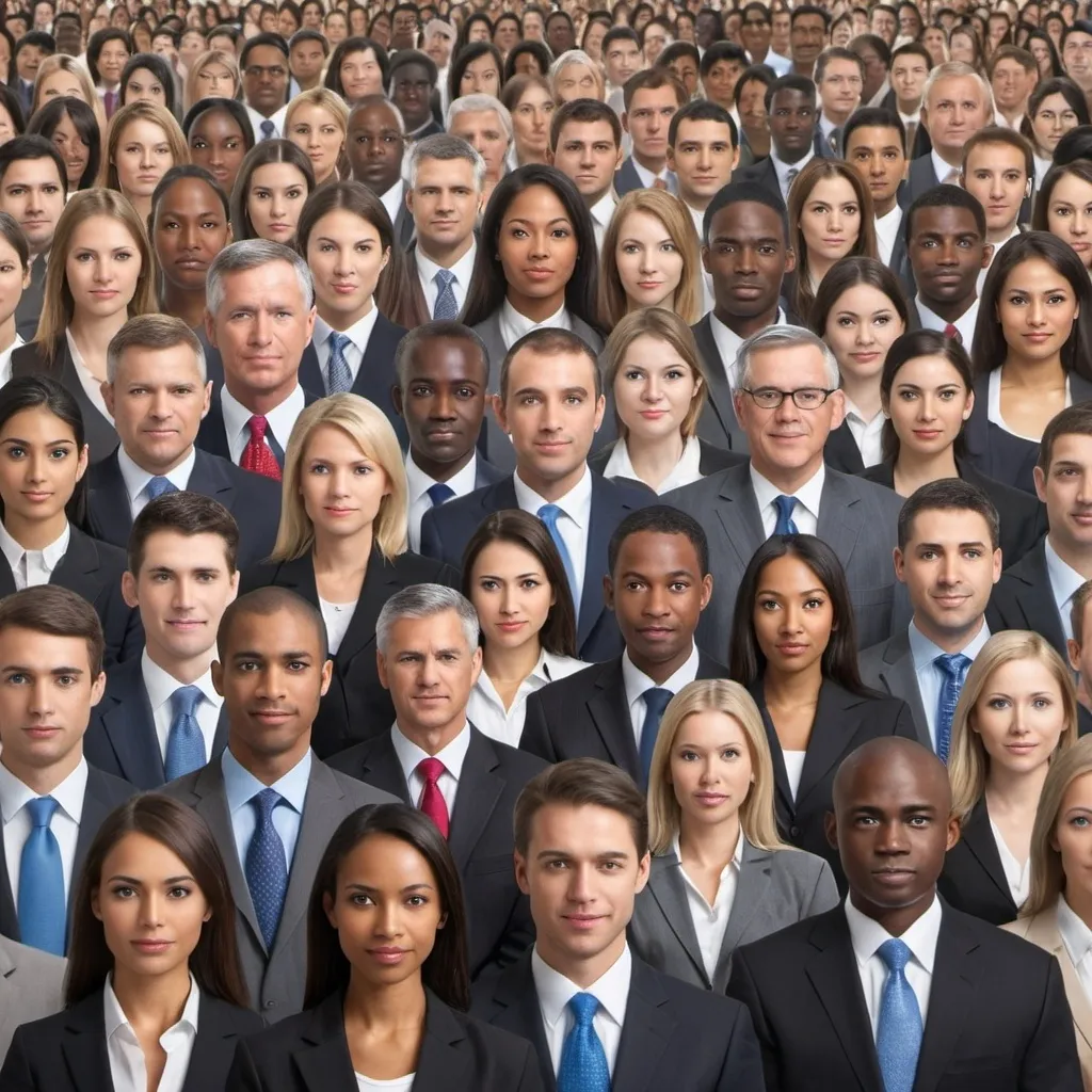 Prompt: millions of corporate people of different race