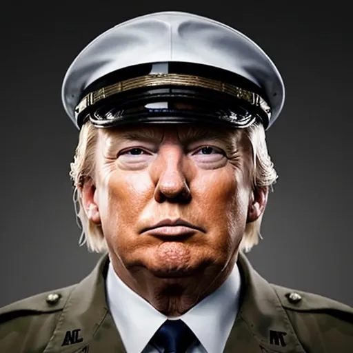 Prompt: make a portrait of donald j trump in military gear