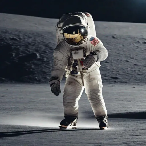 Prompt: astronauta patinando con una patineta en la luna 