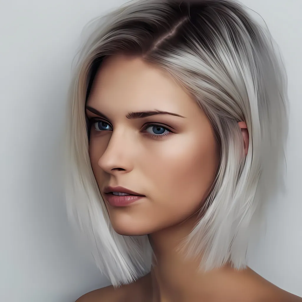 Prompt: woman with short, soft crystal blond hair
