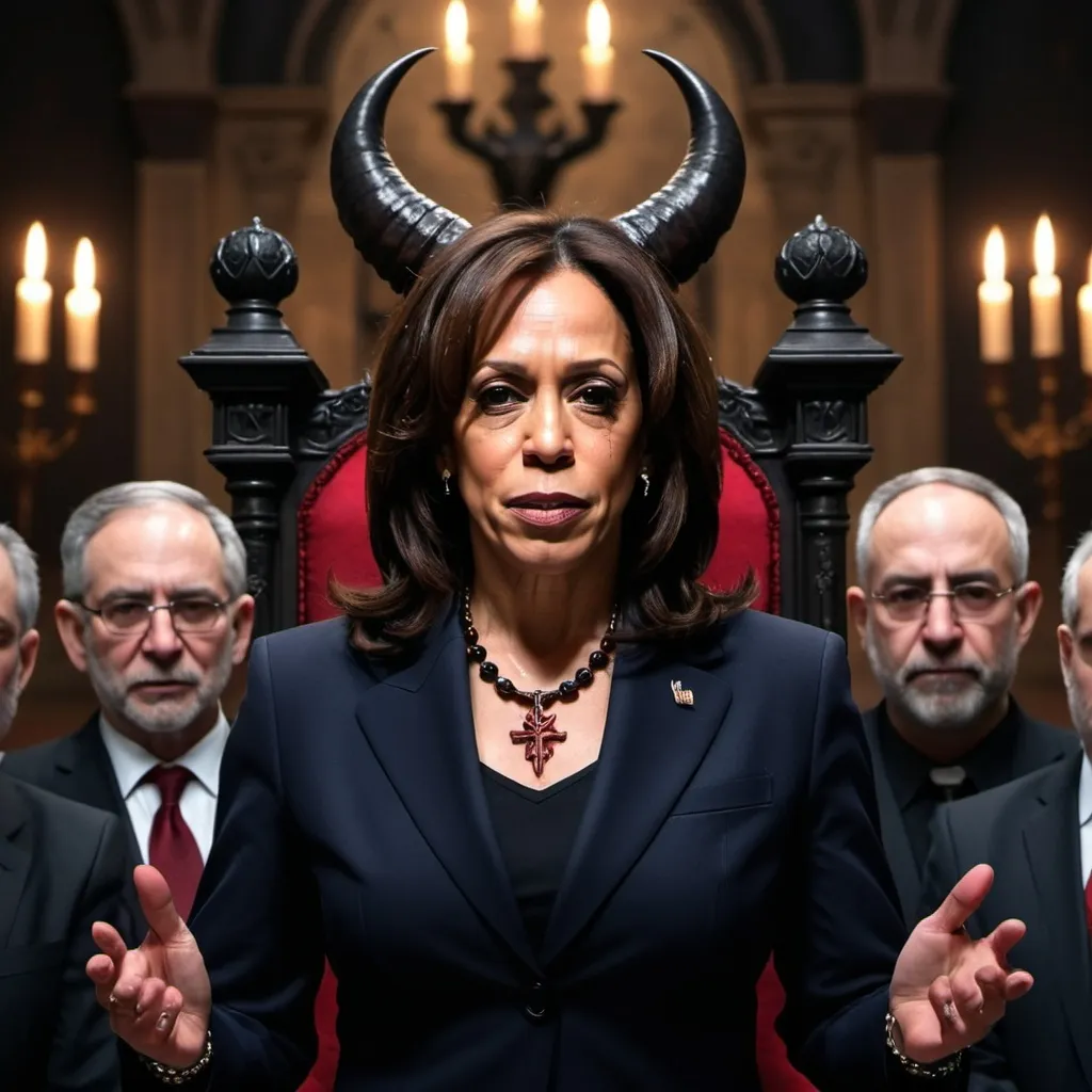 Prompt: satanic kamala harris with jews