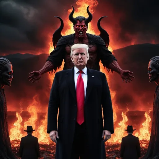 Prompt: satanicdonald trump with jews