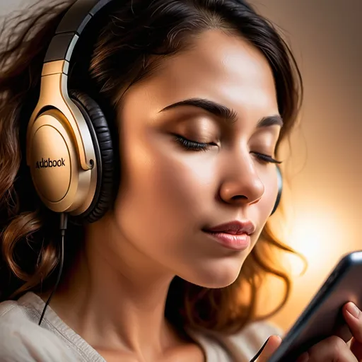 Prompt: "The Perfect Audiobook Experience"
Visuals:

A close-up of a woman’s face with headphones on, eyes closed, deeply immersed in an audiobook.
Background filled with soft, warm lighting—possibly a golden hour effect to suggest relaxation and enjoyment.
A phone or tablet showing audiobook covers, with a variety of genres like romance, thriller, mystery, etc.
Text Overlay:

Main Text: "One Credit = Endless Possibilities"
Sub Text: "Get a Big Box Set Audiobook Today—Perfect for Long Drives, Relaxing Nights, and Everything in Between."
