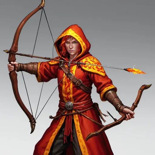 Prompt: Fire mage with longbow 