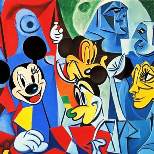 Prompt: disney painted by pablo picasso