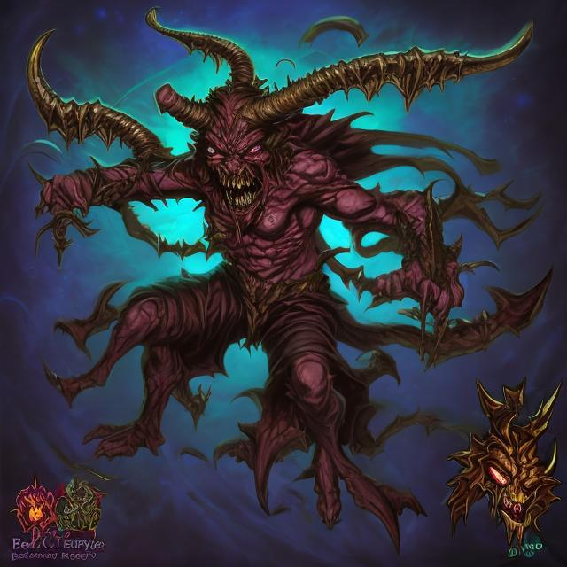 Prompt: demonic imp in the void of space duel wielding daggers
 with two heads