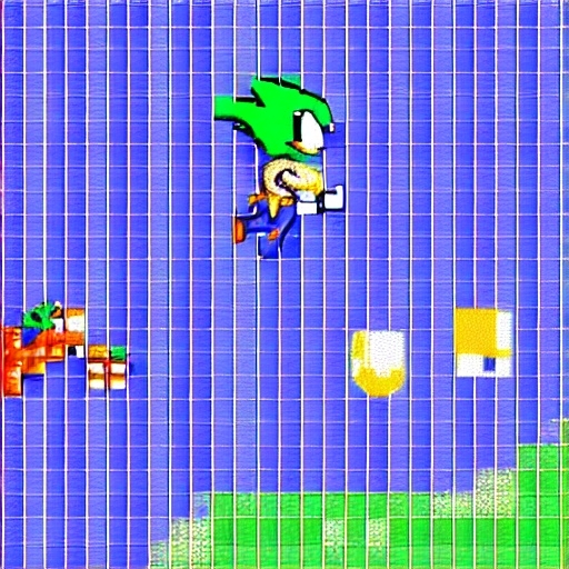 Prompt: sonic pixel Art 8-bit Game with sonic running speed