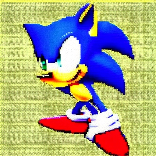 Prompt: sonic pixel Art 8-bit Game with sonic running speed