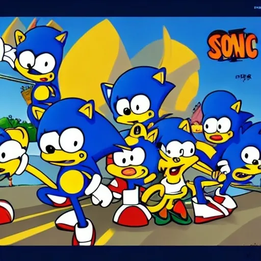 Prompt: Sonic The Simpsons from ( 5 4 3 8 )  
