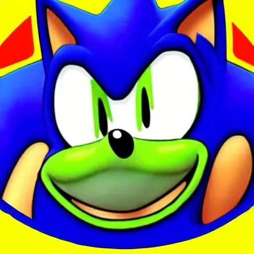 Prompt: pepe is sonic the hedgehog