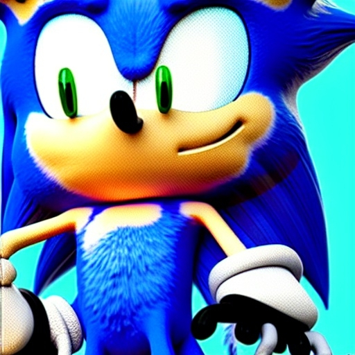 Prompt:  sonic the hedgehog of hyperdetailed, 4, k details Realistic rendition