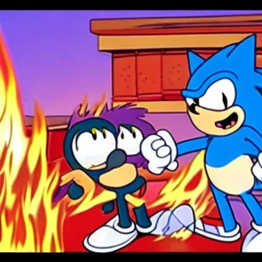 Prompt: Sonic Family guy from Peter griffin use the fire🔥 Time fomenting the new Photo