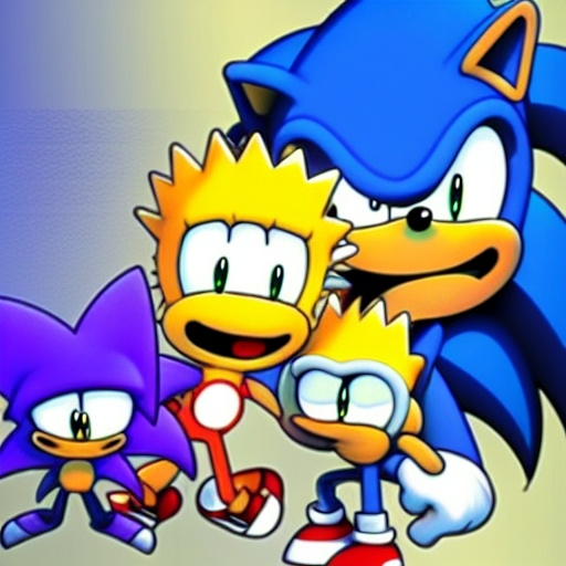 Prompt: Sonic The Simpsons from ( 5 4 3 8 )  
