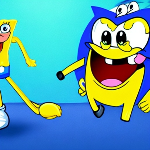 Prompt: spongebob the hedgehog and sonic squarepants