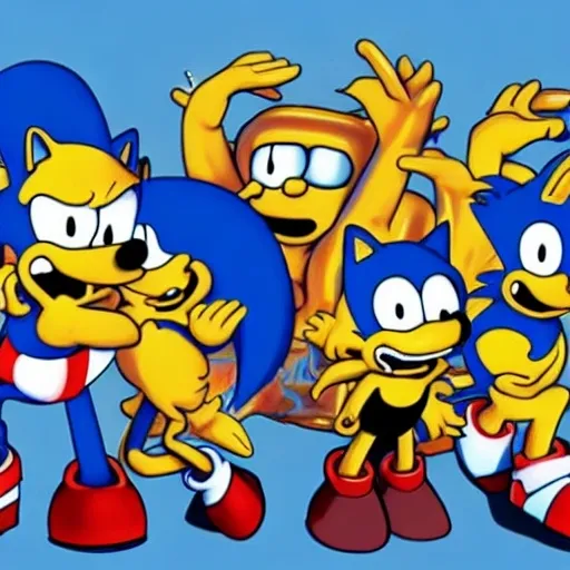 Prompt: Sonic The Simpsons from ( 5 4 3 8 )  
