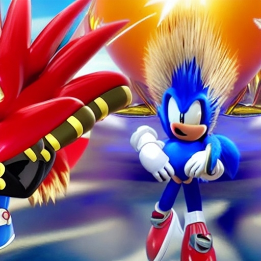 Prompt: Eggman Robotnik & Super Sonic the Hedgehog battle with Sonic what so about the character mushroom