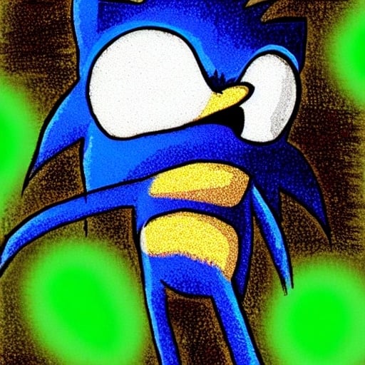 Prompt: sonic.exe horror Creepypasta digital art "weird sonic egh deviantart" MS paint artterrible dr eggman  mma illustration,3 ,D 4 , K  painting, drawing, art, green Rogh creepy found  sketch art detail 6 , 4 4 , K photograph total mouth eyeball eyeball flashing light fire head screaming light