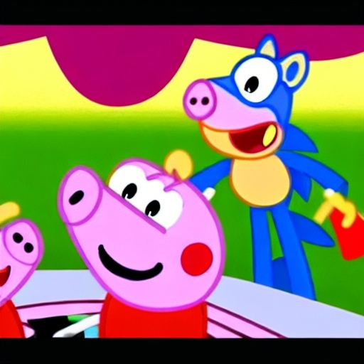 Prompt: Lirkeriki sonic peppa pig of 390s-cartoon network stillframe, hd, 