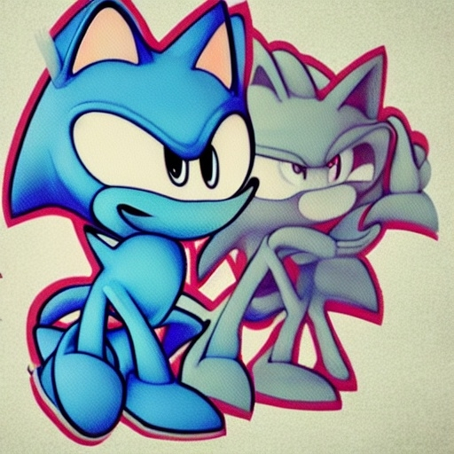 Prompt: Little paper throwing Sonic Face and stuff they are making paper throwing what colors bad bad New photo they have more photos Art style painter