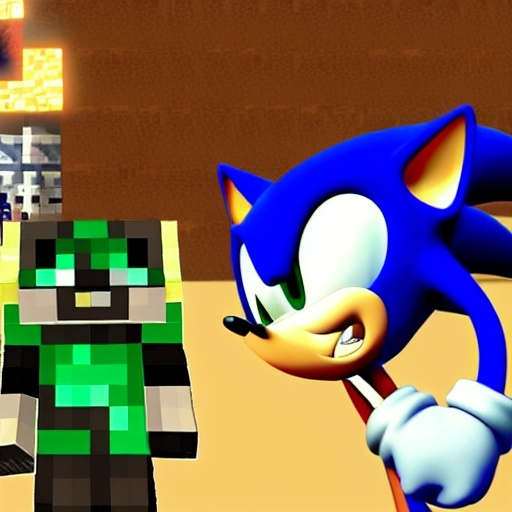 Prompt: Sonic Adventure 2 & Minecraft