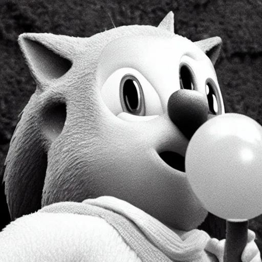 Prompt: Sonic is blowing bubbles