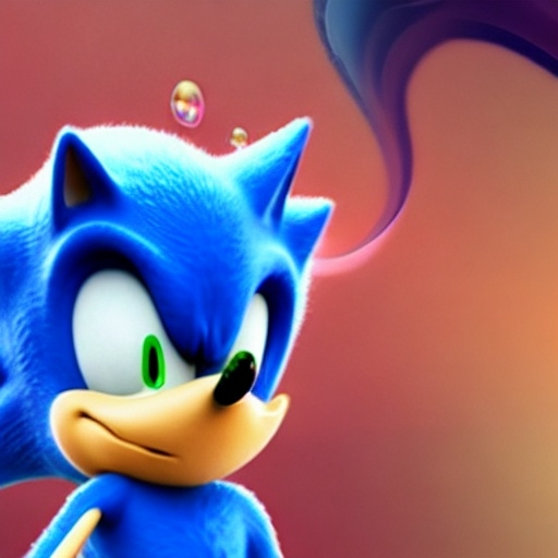 Prompt: Sonic is blowing bubbles