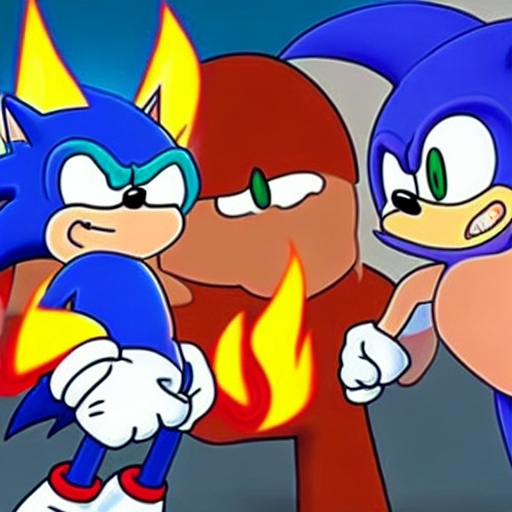 Prompt: Sonic Family guy from Peter griffin use the fire🔥 Time fomenting the new Photo