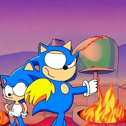 Prompt: Sonic Family guy from Peter griffin use the fire🔥 Time fomenting the new Photo