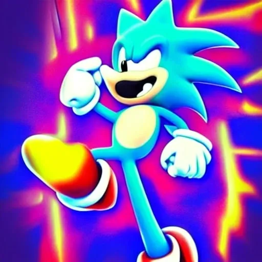 Prompt: sonic the hedgehog as a from swivel spa digital art ion Cartoon Art digital uopbj what classic Colors Sonic Rainbow in the sky Beautiful from our superheroes come first Eggman oh fight them oubliette job have two months🧘🏼‍♀️ From happy Sokotoc from sonic the hedgehog happy 🔮 