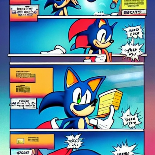 Prompt:  Everything is sonic the hedgehog hero guy comics 