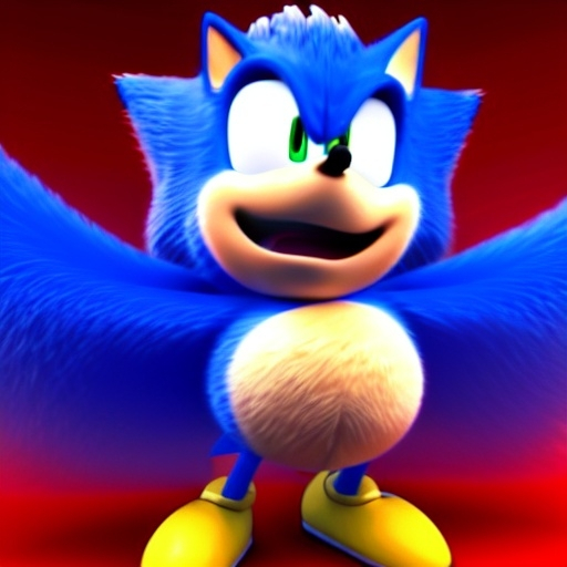 Prompt: a CGI image of an obese Sonic the Hedgehog, movie quality, HD, 8k, 4k, Blender, modeling program