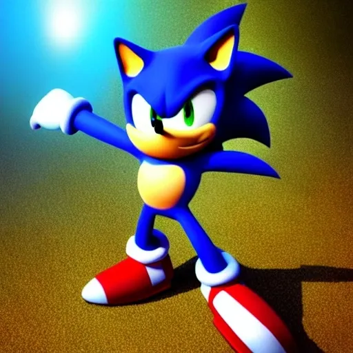 Prompt: a Sonic the hedgehog 3 d render