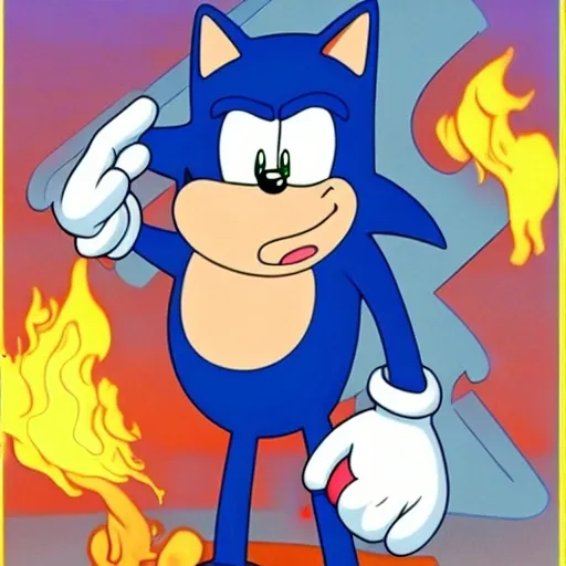 Prompt: sonic family guy from Peter griffin flamethrower, fomenting Nowhere  down on is in a by characters guys in art