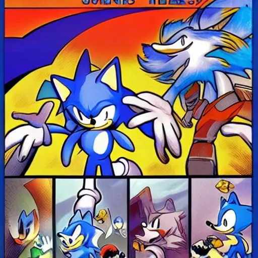 Prompt:  Everything is sonic the hedgehog hero guy comics 