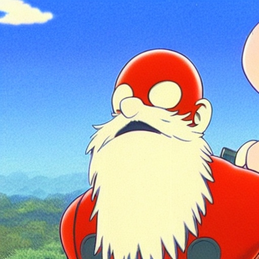 Prompt: beautiful illustration of dr robotnik looking up lovingly at sonic the hedgehog. animation frame from the studio ghibli film by miyazaki.