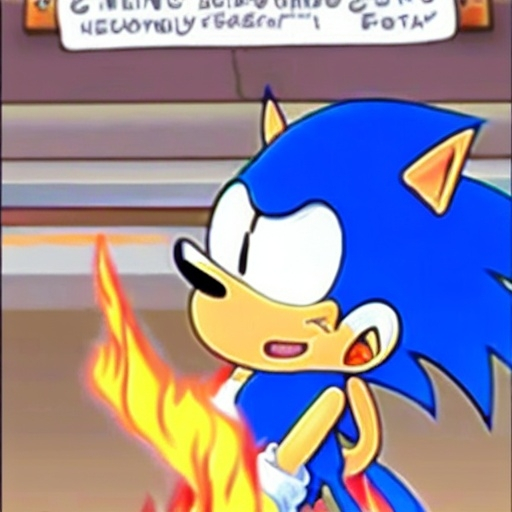 Prompt: Sonic Family guy from Peter griffin use the fire🔥 Time fomenting the new Photo