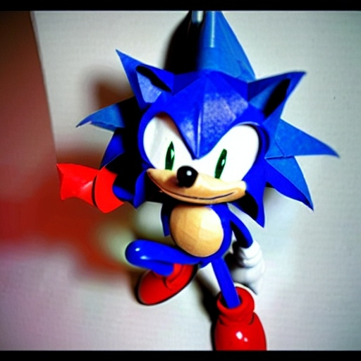 Prompt: sonic the hedgehog origami (2004)