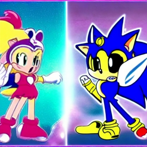 Prompt:  Sailor Moon vs Sonic battle