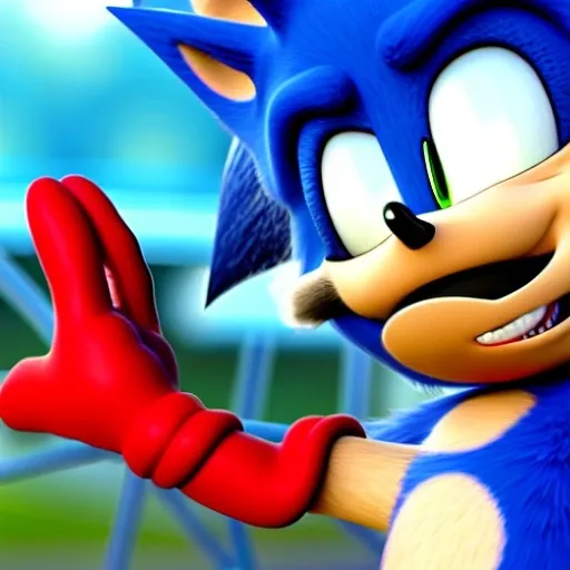 Prompt: A Photograph of Sonic the hedgehog what’s running faster speed Wayne fast Go go Run hoisted helping business in the green hill zone 4 from Dreamworks Animatio 4’ k 3D enemy  blast Win movie Theater pixel Disney OC klutz detail Photo anime character