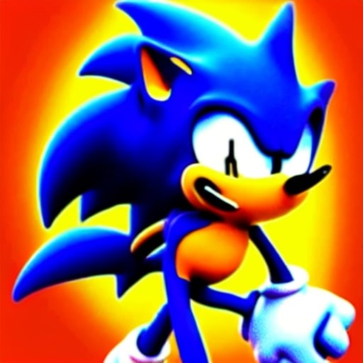 Prompt: sonic but with batman's head. cartoon. high quality. high fidelity.