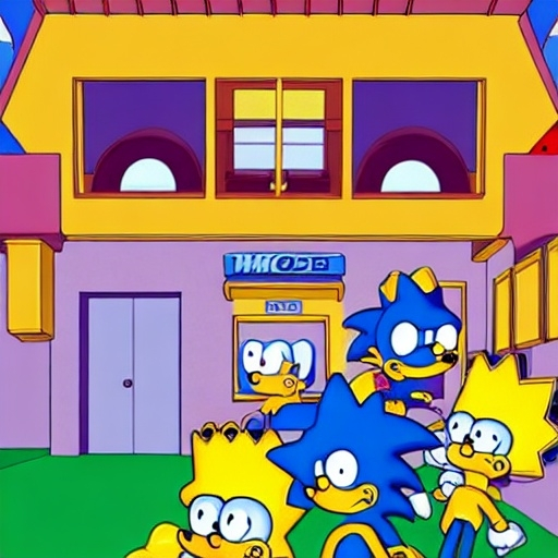 Prompt: Sonic The Simpsons from ( 5 4 3 8 )  
