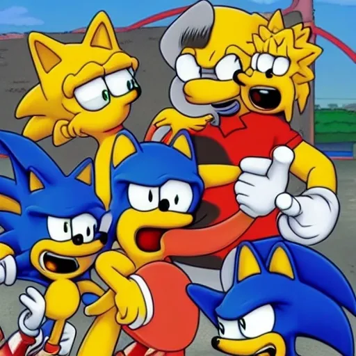 Prompt: Sonic The Simpsons from ( 5 4 3 8 )  
