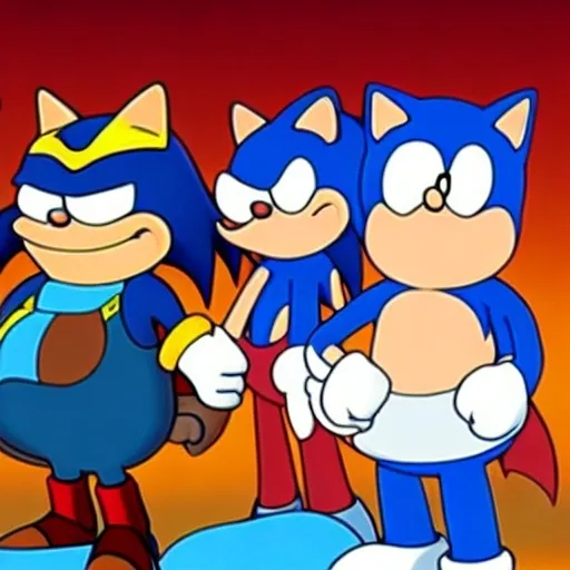 Prompt: sonic family guy from Peter griffin flamethrower, fomenting Nowhere  down on is in a by characters guys in art