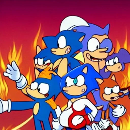 Prompt: Sonic Family guy from Peter griffin use the fire🔥 Time fomenting the new Photo