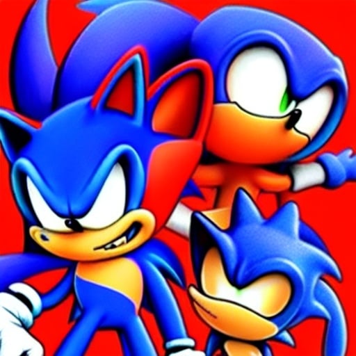 Prompt: sonic & knuckles fight them ALL 3d